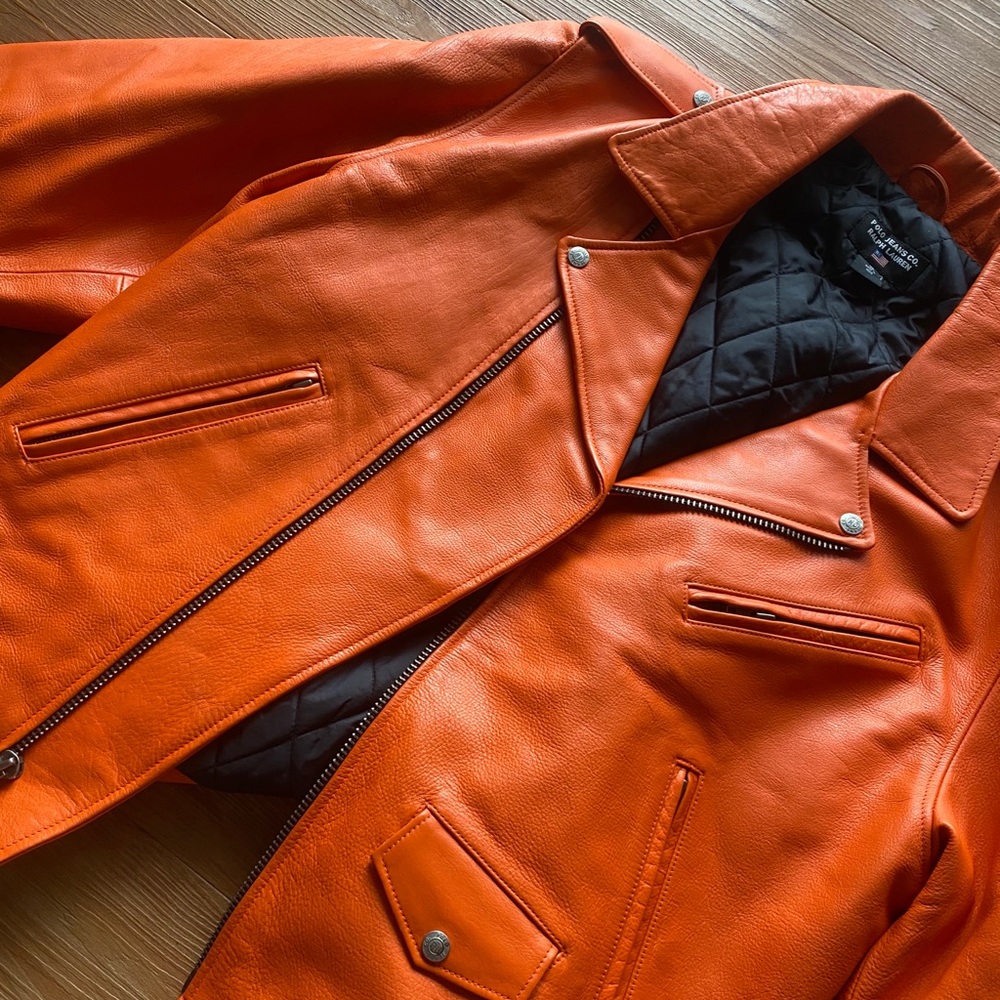Orange Leather Polo Ralph Lauren Jacket